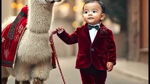 Boy with wild animal