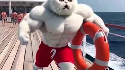 😱 Daddy Fights Off a Shark to Save His Kitten! 🐈💪🦈