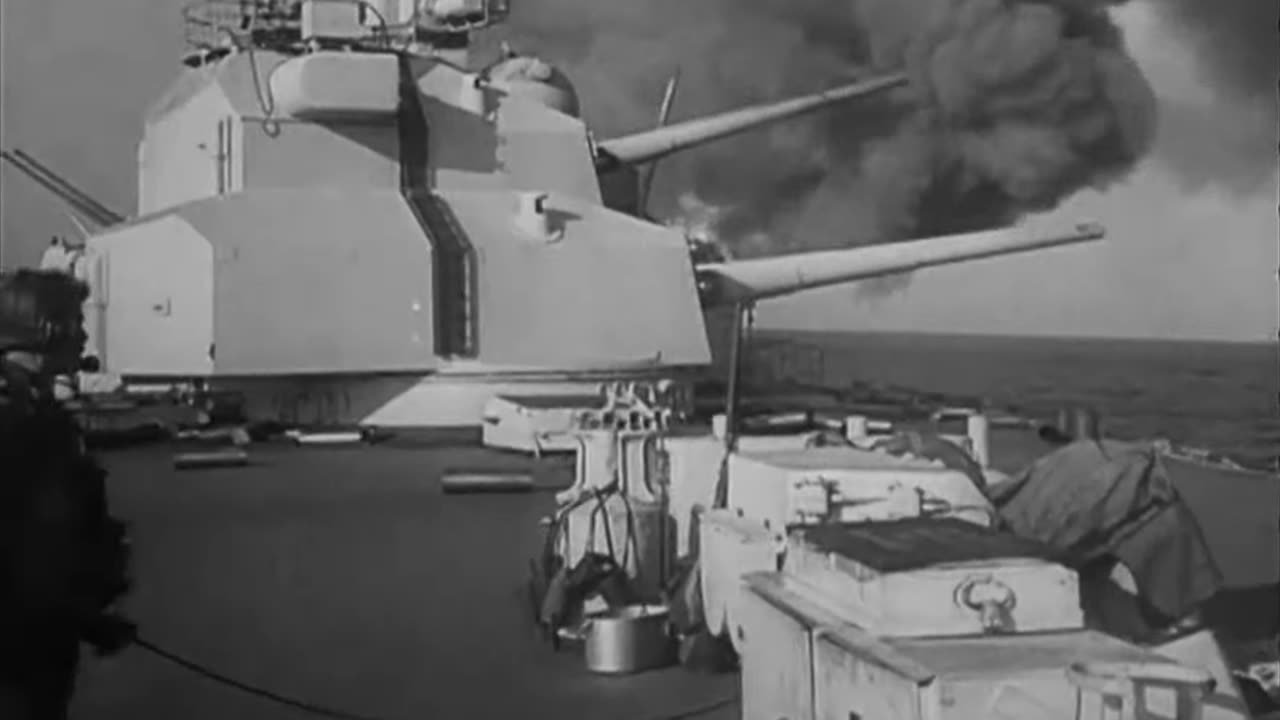 Heavy cruiser Prinz Eugen bombarding Soviet positions in the Baltic in late 1944
