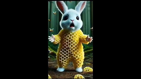 A cat was stung by bees and rabbit 🐇 helped