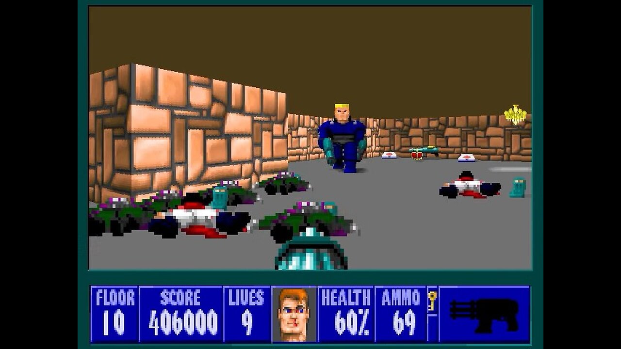 Wolfenstein 3D, DOS, 1992 - 100% Complete, Episode 6 Floor 10 (Confrontation) (Secret Level!)
