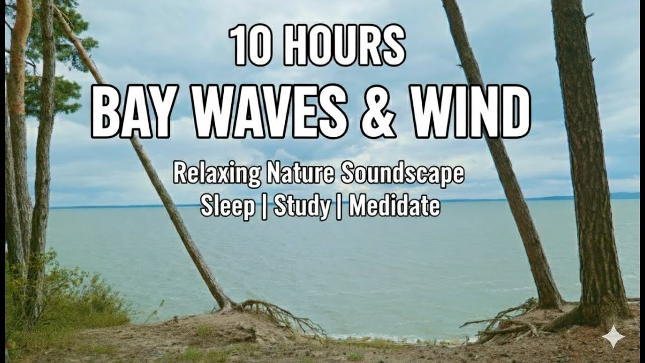Calming Bay Sounds for Deep Sleep | Wind, Waves & Overcast Sky
