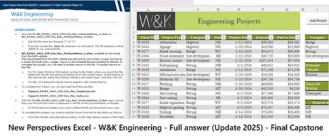 New Perspectives Excel 365/2021 | Modules 9-12: SAM Capstone Project 1a | W&K Engineering