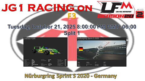 JG1 RACING on LFM - F3 - Nürburgring Sprint S 2020 - Germany - Split 1