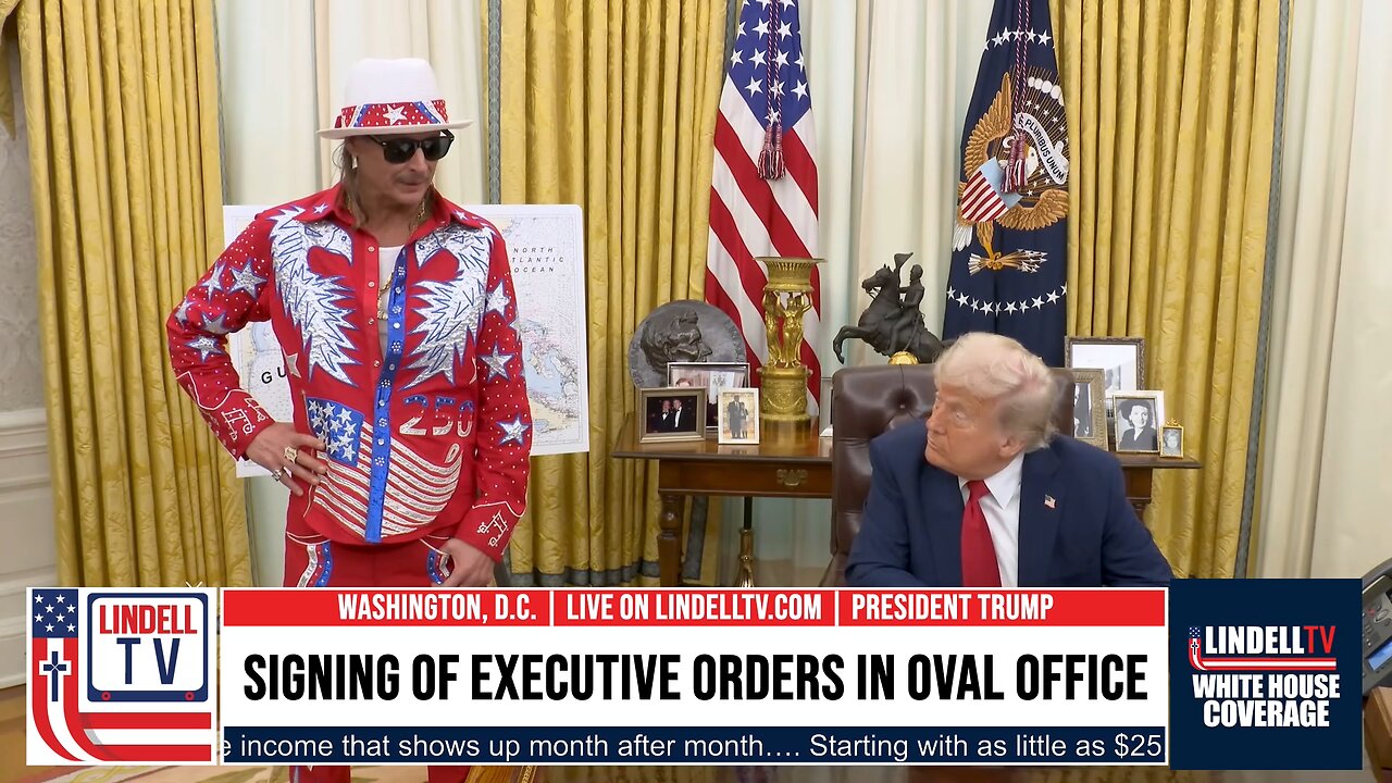 President Trump Signing Executive Orders With Kid Rock