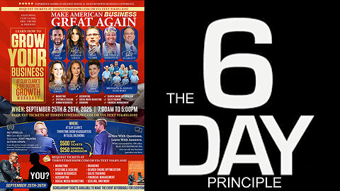 Six Day Work Week | To Create Like the Creator You Must Work 6 Days | Exodus 20:9-11 + Gen 1:31 + Join Eric Trump At Clay Clark's September 25-26 ThrivetimeShow.com Business Growth Conference (9 Tickets Remaining)