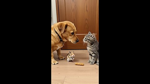 A dog a cat and mouse