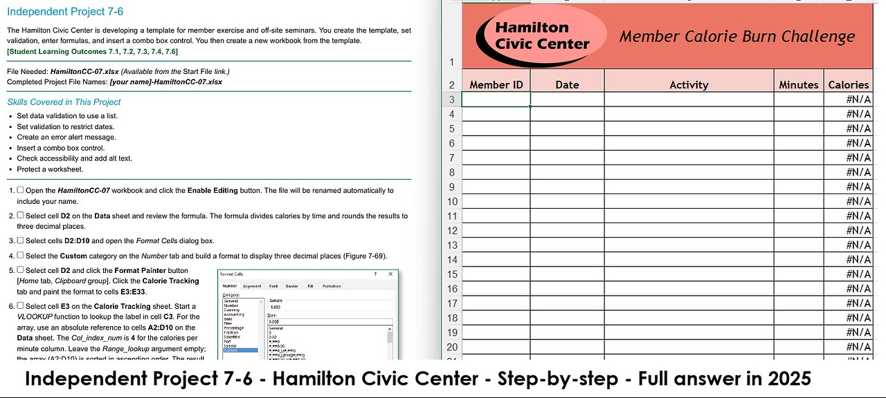 Independent Project 7-6 - Excel Project - The Hamilton Civic Center (Full answer in 2025)