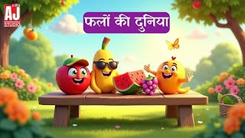 फलों की दुनिया 🍎🍌 | Fruits Name Song in Hindi | बच्चों के लिए रंग-बिरंगे फल😊