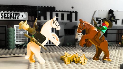 Lego Wild West Bank robbery Gun Fight!!!!! Stop-motion!