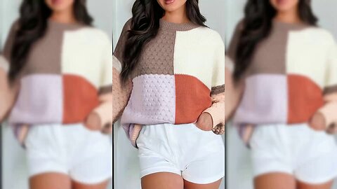 Color Block Textured Knit Sweater