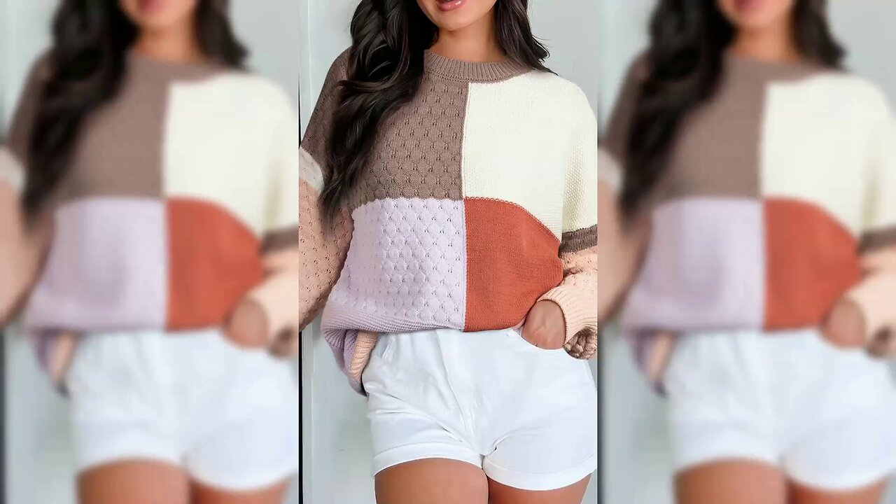 Color Block Textured Knit Sweater