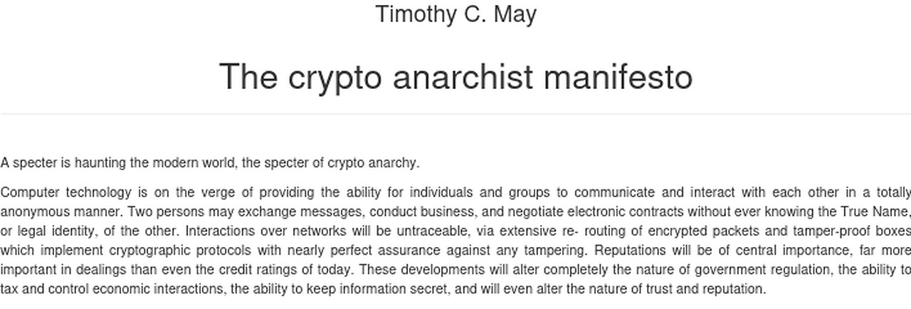 Crypto Anarchist Manifesto | Crypto Anarchist Series | Episode 1 (WiM273)