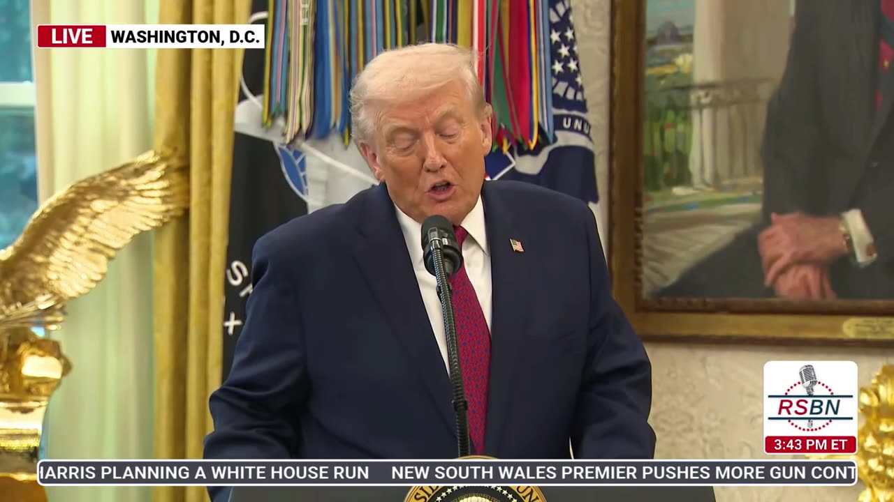 RSBN - President Trump on lowering the classification of Marijuana: "Yes...strongly" - 12/15/2025