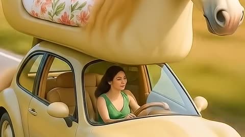 Magical Horse Car Ride with Dreamy Bed Above 🌸🐎 #shorts #aivideo #miniature #3danimation #asmr #ai