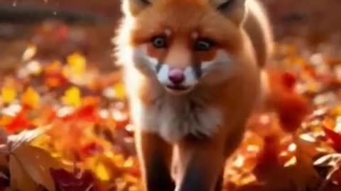 A Red Fox Amidst Autumn Leaves