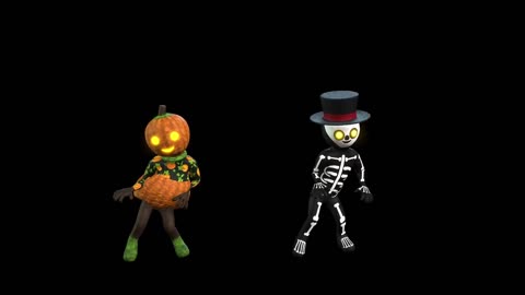 Dancing Pumkin And Skelton