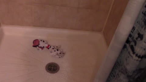 Dylan jumps in the shower