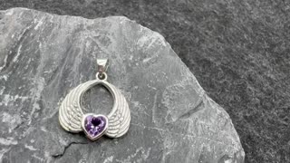 Ascend in Spirit – Gemstone Heart Angel Wings Pendant by Peter Stone
