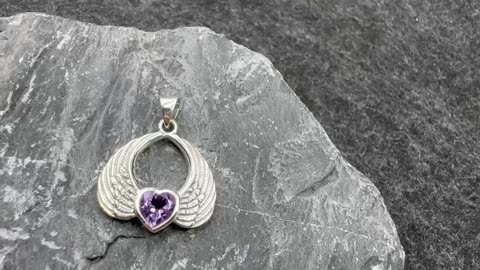 Ascend in Spirit – Gemstone Heart Angel Wings Pendant by Peter Stone