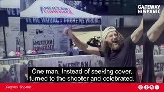 One man, instead of seeking cover, turned to the shooter and celebrated