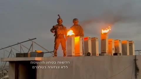 Jews Lighting a Hanukkah candles on the roof of the Indonesian Hospital in Gaza after destroying it.