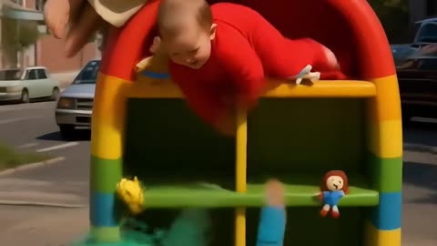Jesus blessings 🌈👶😇✨ Babies jump from rainbow book shelf in New Orleans! #jesus #shorts