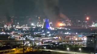 Two Iranian ballistic missiles evading Israeli interceptors and striking Haifa power plant