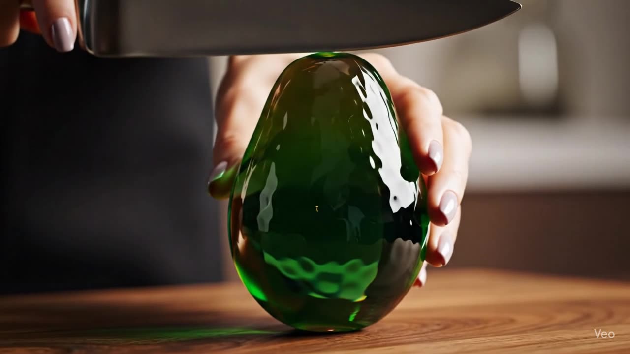 Relaxing glass fruit cutting video