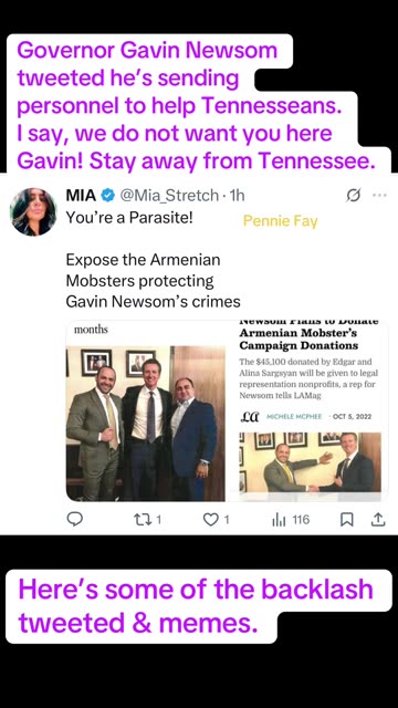 Governor Gavin Newsom tweeted he’s sending personnel to help Tennesseans
