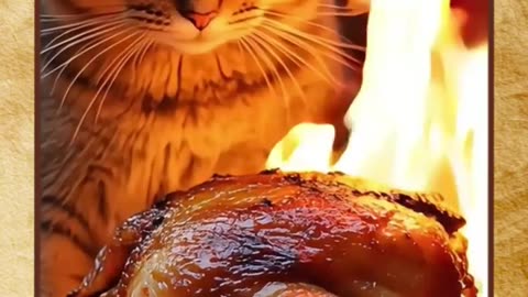 The Cat's Culinary Adventure: Cooking Chicken