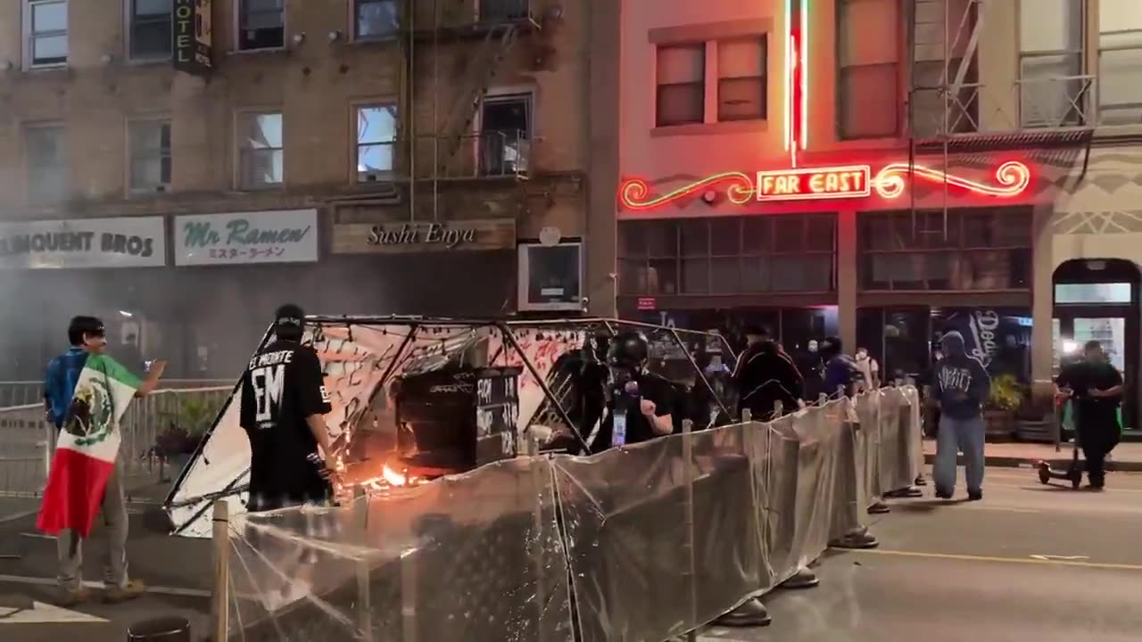 Rioters are firing exploding batteries from mortars on the street at police (1)