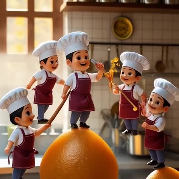 Miniature people army of chefs conquered the orange mountain! 🍊👨‍🍳 #culinaryadventure #foodie