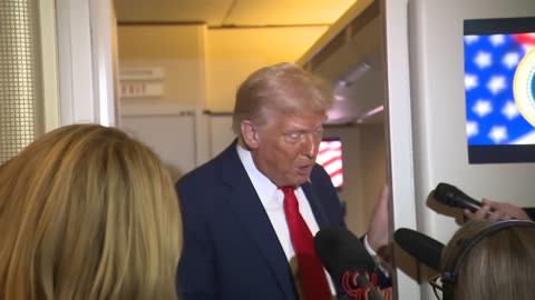 President Trump gaggles with the press on AF1 after Kirk memorial