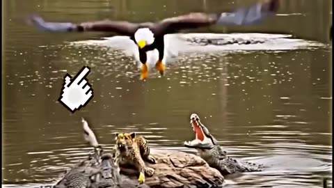 Eagle save leaopard baby