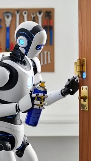 Ai Robot Using WD40 to Fix Door