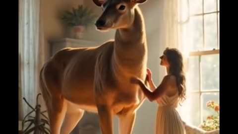 Girl With Big Deer 🦌