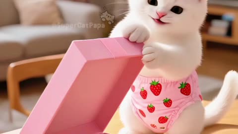 Kitten make legs for papa