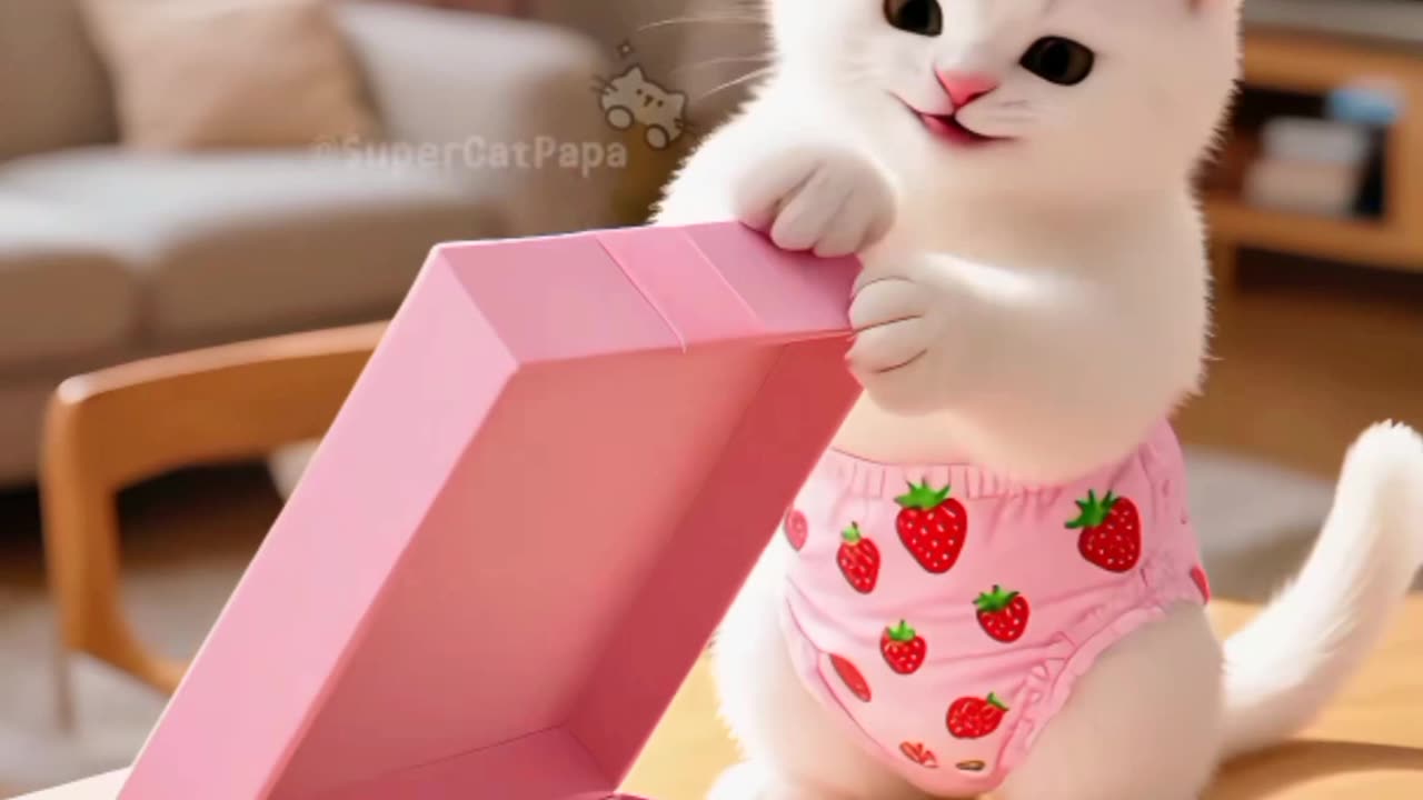 Kitten make legs for papa