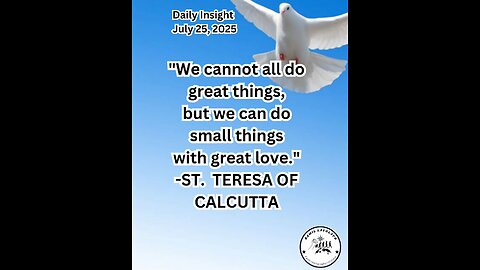 Daily Insight July 25, 2025 #faith #Saints #Insight