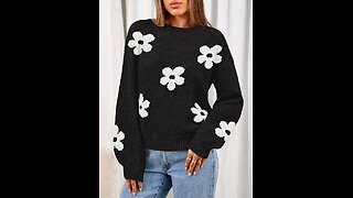 MEROKEETY Women's 2025 Fall Floral Sweater