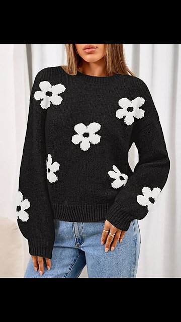 MEROKEETY Women's 2025 Fall Floral Sweater