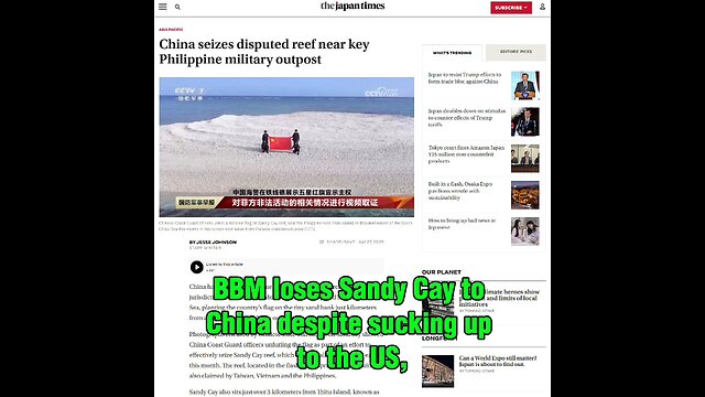 BBM loses Sandy Cay to China despite sucking up to the US, this is China’s Retaliation