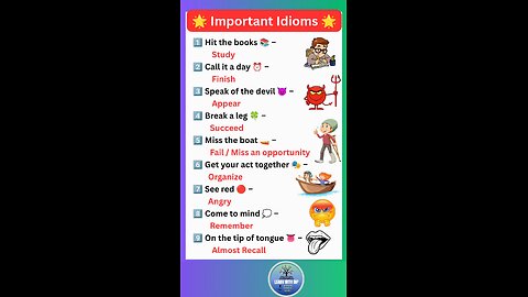 Most important Idioms for upcoming exams related to day to day life #english #idioms #shorts