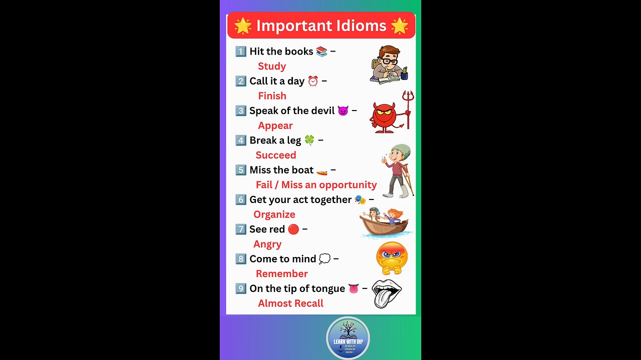 Most important Idioms for upcoming exams related to day to day life #english #idioms #shorts