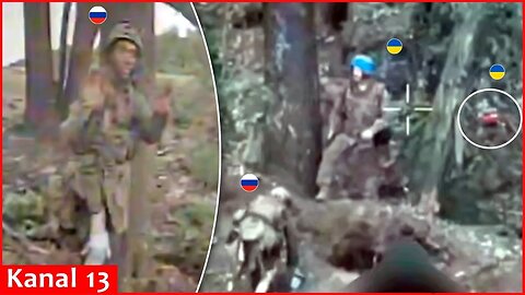 In first, a Russian soldier not wanting to die, surrenders to a kamikaze drone