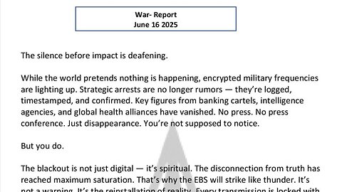 WAR REPORT - JUNE 16 2025 - THE SILENCE BEFORE IMPACT IS DEAFENING