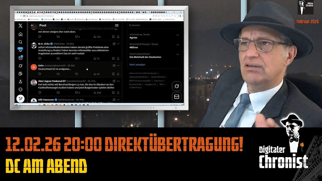 Aufzeichnung vom 12.02.26 Direktübertragung! DC am Abend