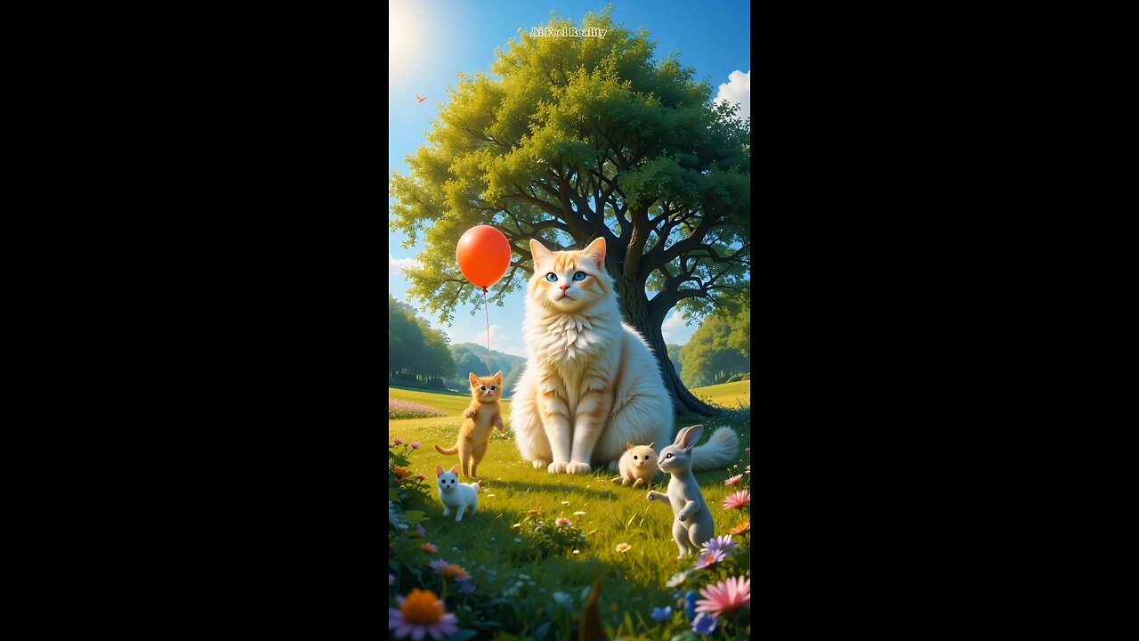 Beautiful Animals together Big Cute Cat 🐈😍 playing with balloon 🎈