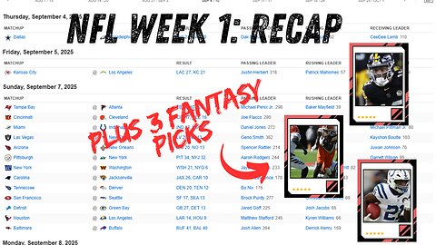 Megacosm Sports: NFL week 1 Recap + Fantasy Picks!